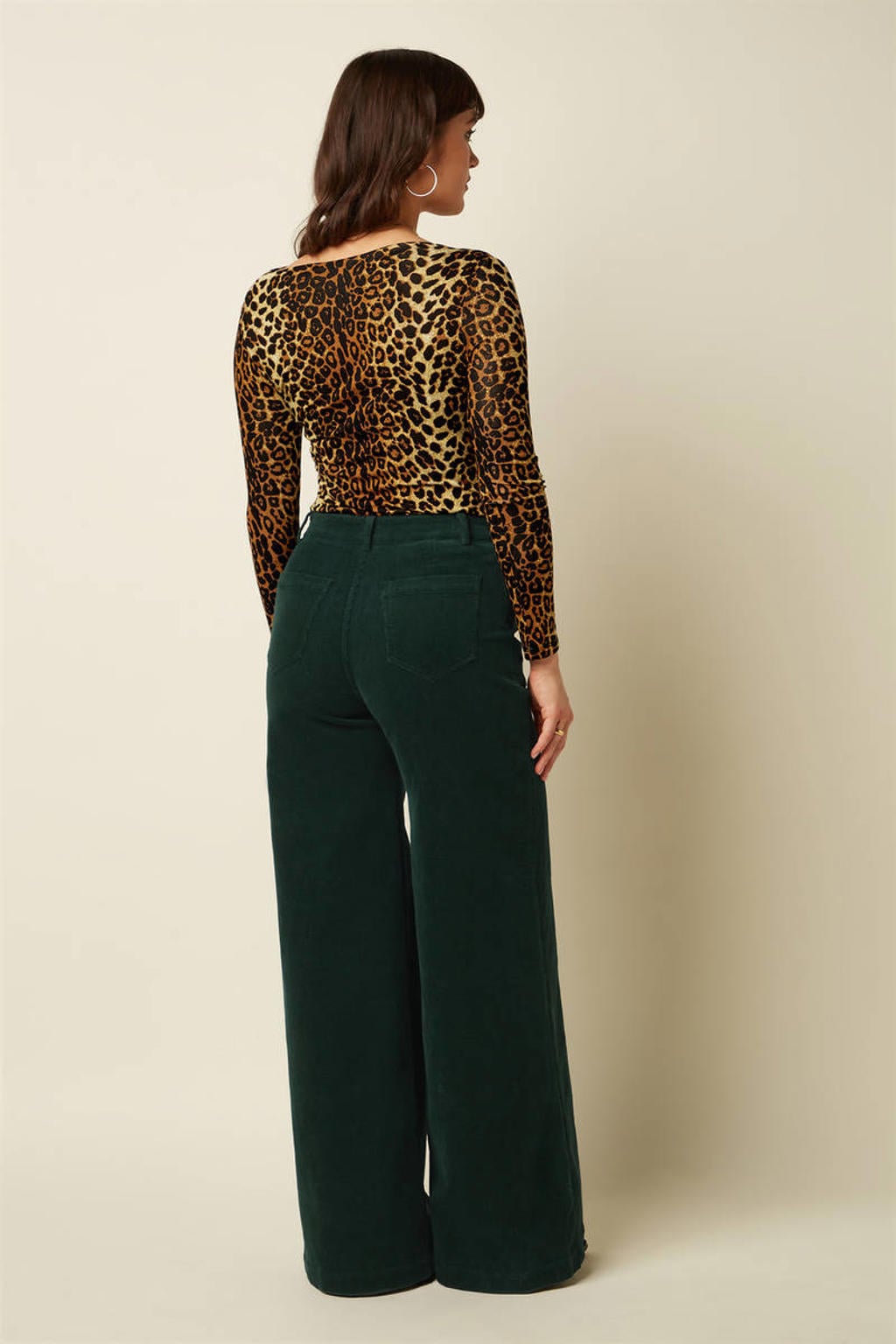 King Louie corduroy wide leg broek - donkergroen