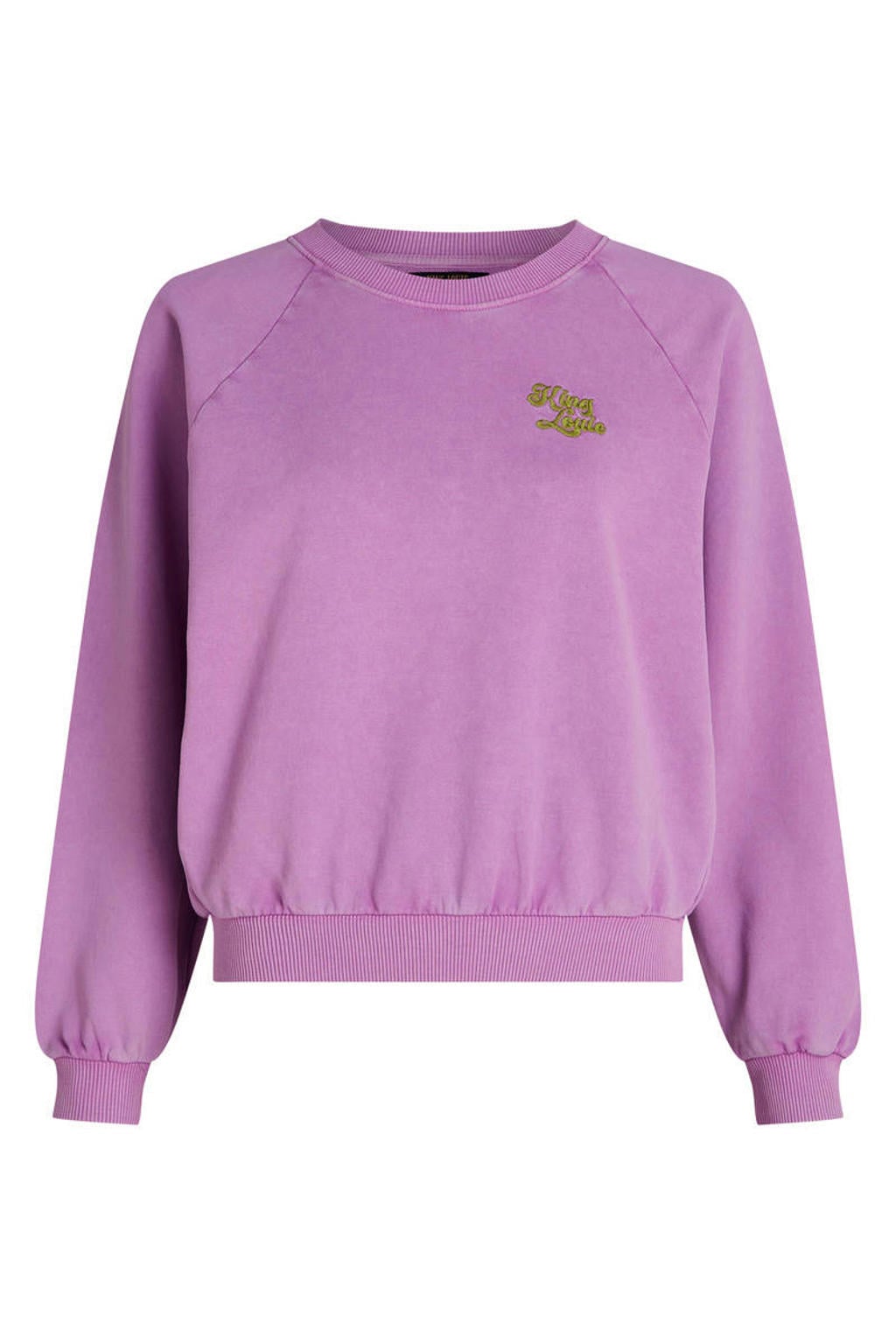 Lilakleurige dames King Louie katoenen sweater met lange mouwen en ronde hals