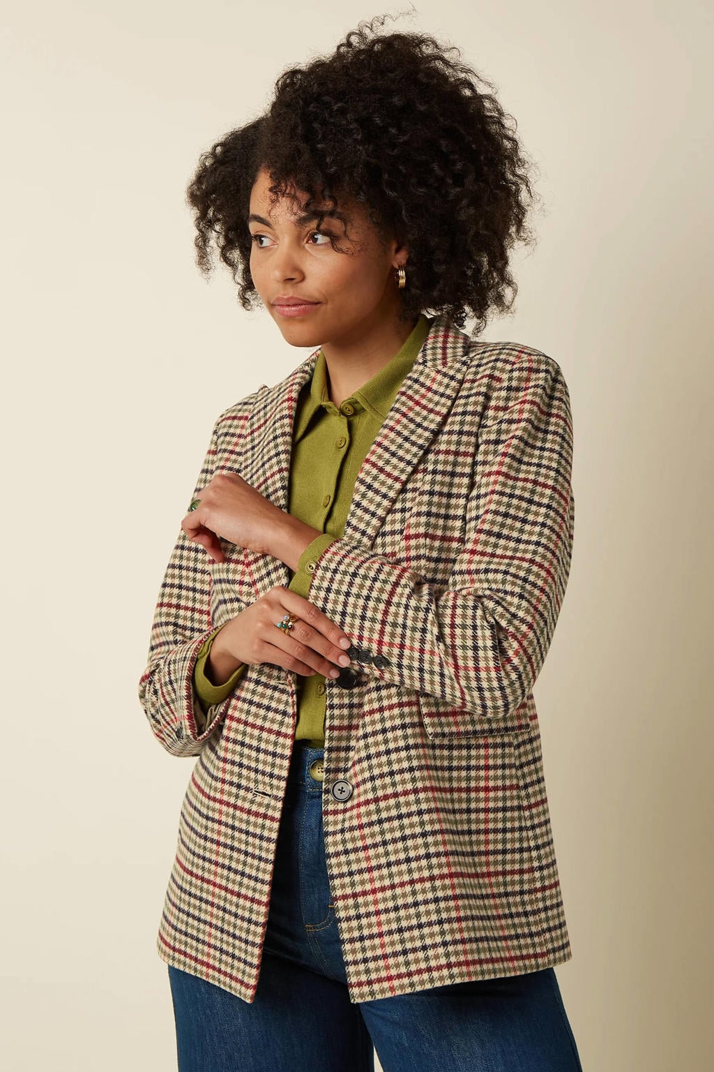 King Louie geruite regular blazer - beige