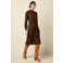 King Louie vintage midi A-lijn jurk met col - bruin