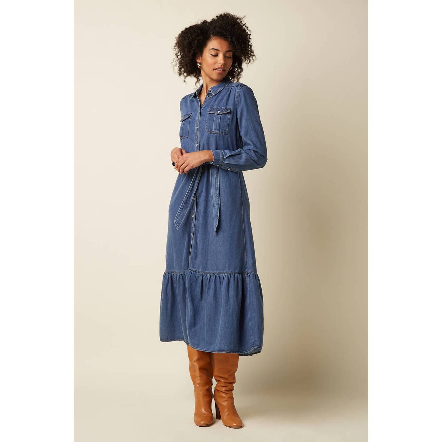 King Louie spijkerjurk met ceintuur medium blue denim