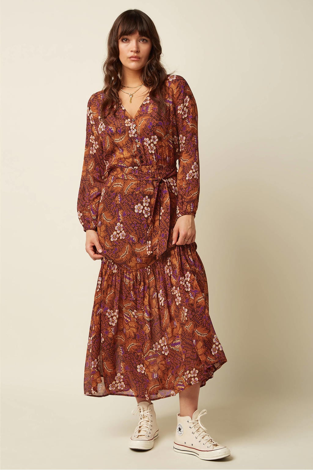 King Louie maxi jurk met print - bruin