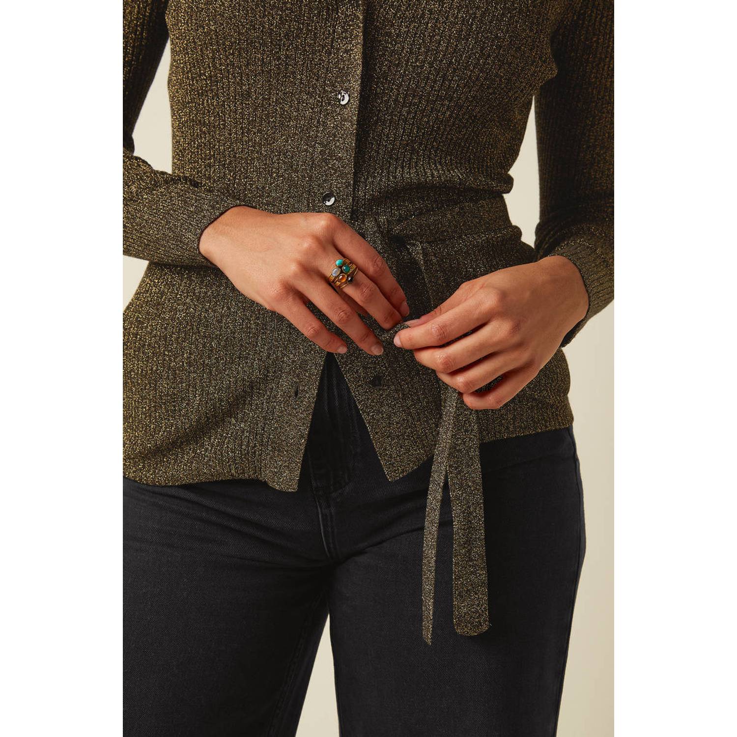 King Louie gebreid vest met glitters goud