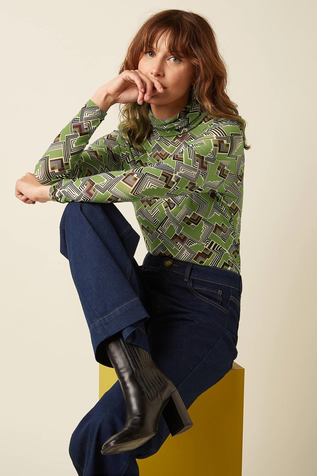 King Louie top met print - groen