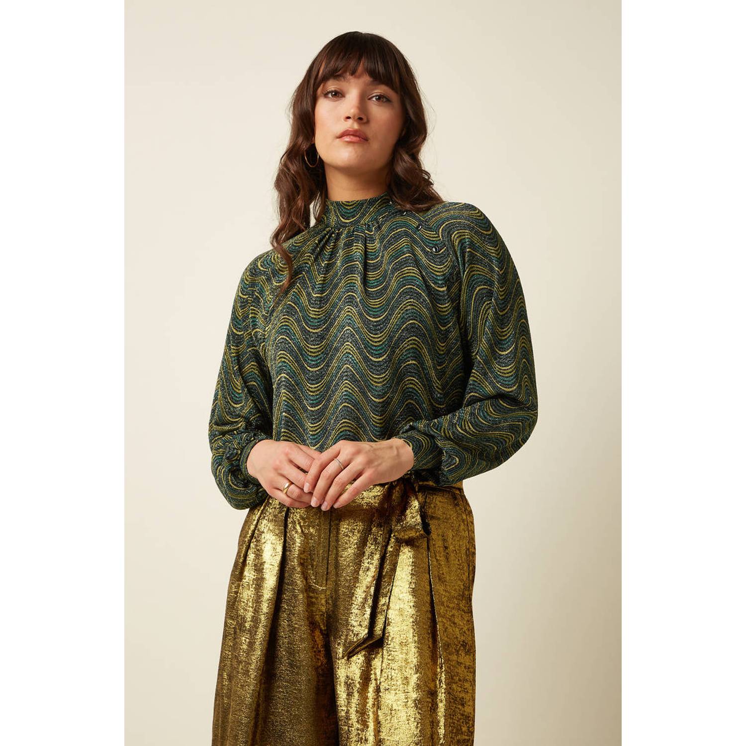 King Louie top met glitters groen