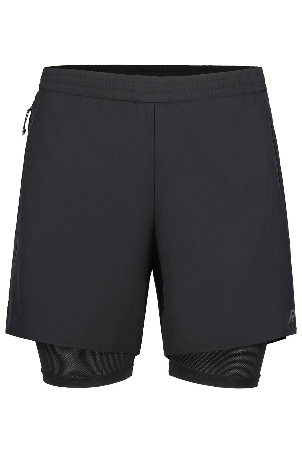 Zwarte heren Rukka hardloopshort Maaninka 2-in-1 van polyester met elastische tailleband met koord en effen