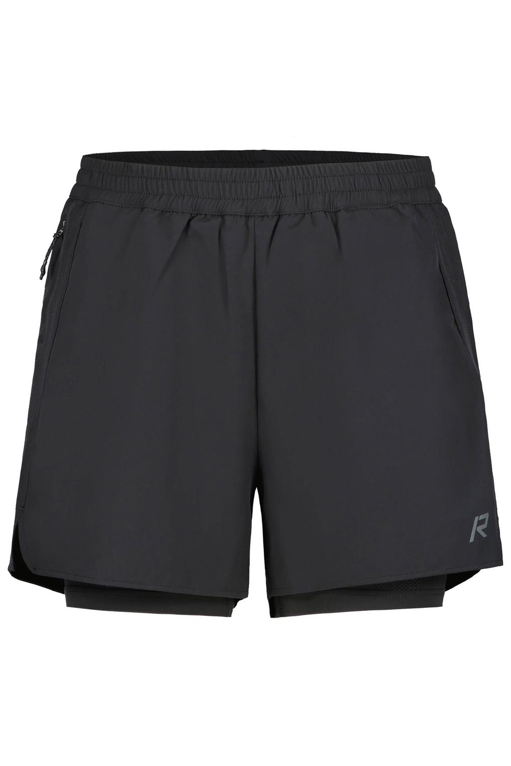 Zwarte dames Rukka Makela hardloopshort 2-in-1 van polyester met regular fit, regular waist en effen