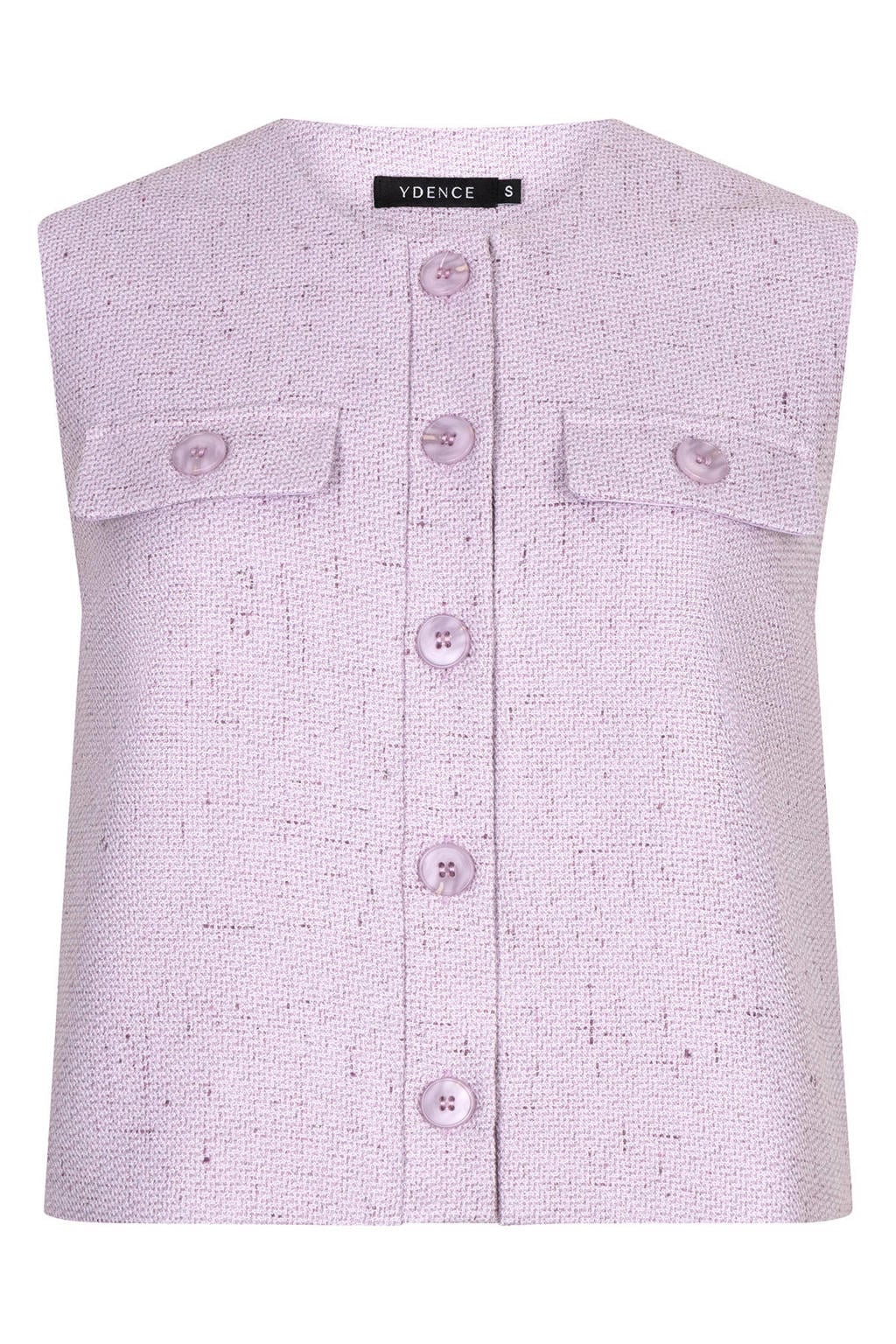 Lilakleurige dames Ydence gilet van polyester met effen, ronde hals en knoopsluiting