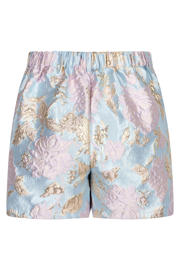 thumbnail: Ydence regular fit gebloemde korte broek met riemlussen - lichtblauw