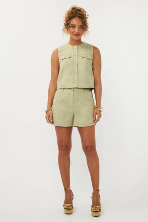 regular waist straight leg casual short met riemlussen - lichtgroen