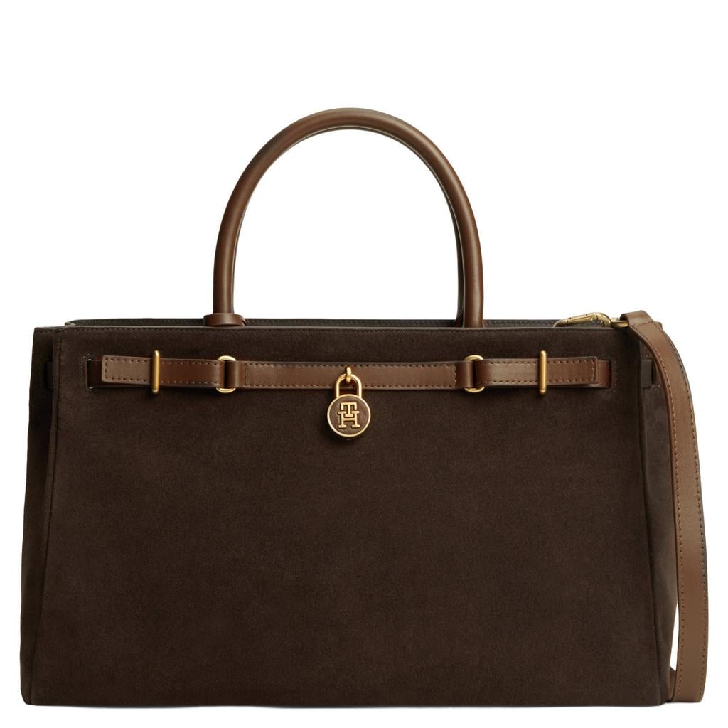 Tommy Hilfiger suède handtas American Icon donkerbruin