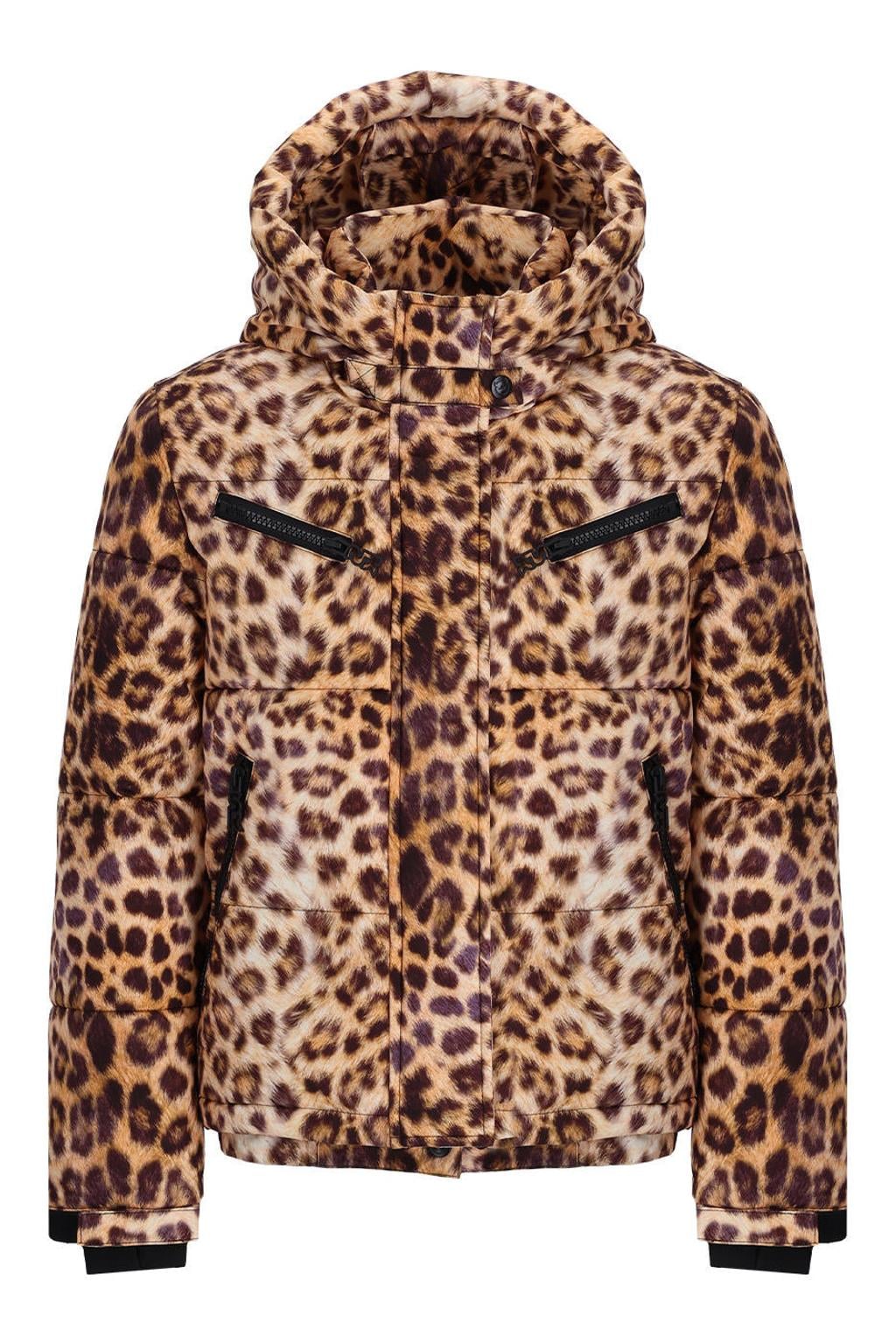 SuperRebel ski-jas met dierenprint - zand/zwart/bruin