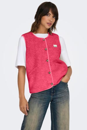 teddy gilet roze