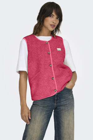 teddy gilet roze