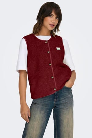 teddy gilet donkerrood