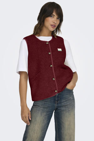 teddy gilet donkerrood