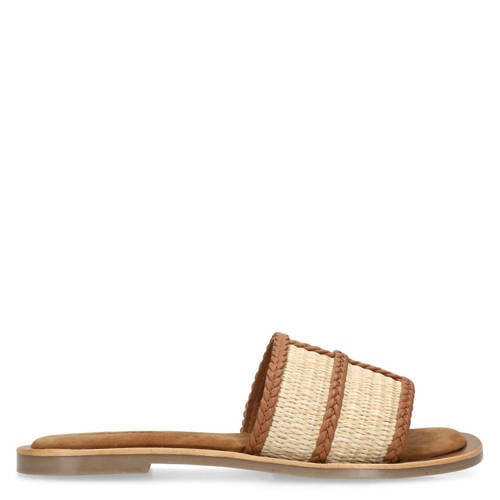 Sacha rieten slippers cognac/beige