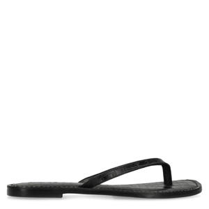 leren teenslippers zwart