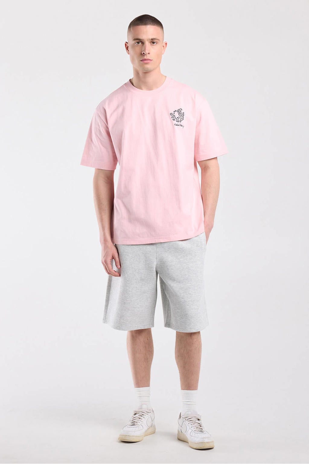 America Today relaxed fit T-shirt met backprint - lichtroze