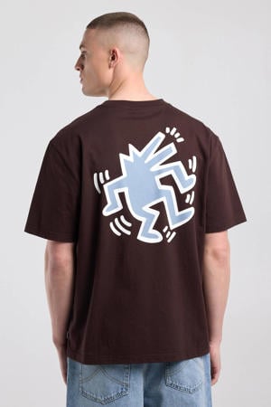 relaxed fit T-shirt met backprint - bruin