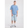 America Today relaxed fit T-shirt met backprint - vintageblauw