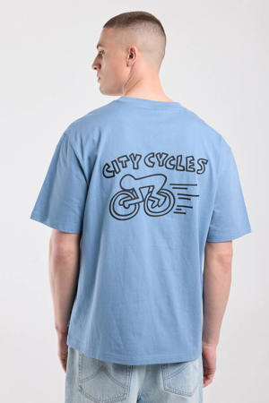 relaxed fit T-shirt met backprint - vintageblauw