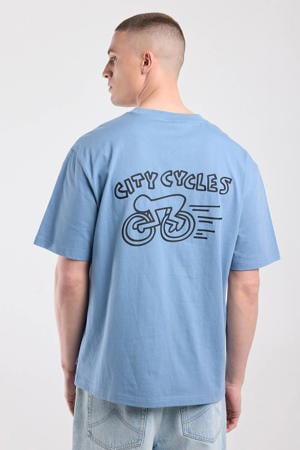 relaxed fit T-shirt met backprint - vintageblauw