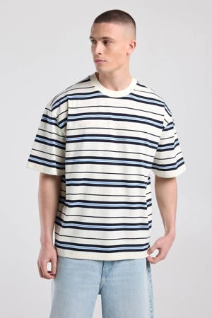 oversized gestreepte T-shirt - blauw/wit