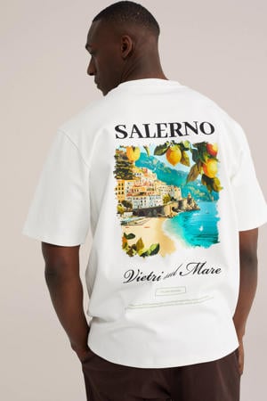 oversized T-shirt met backprint ecru