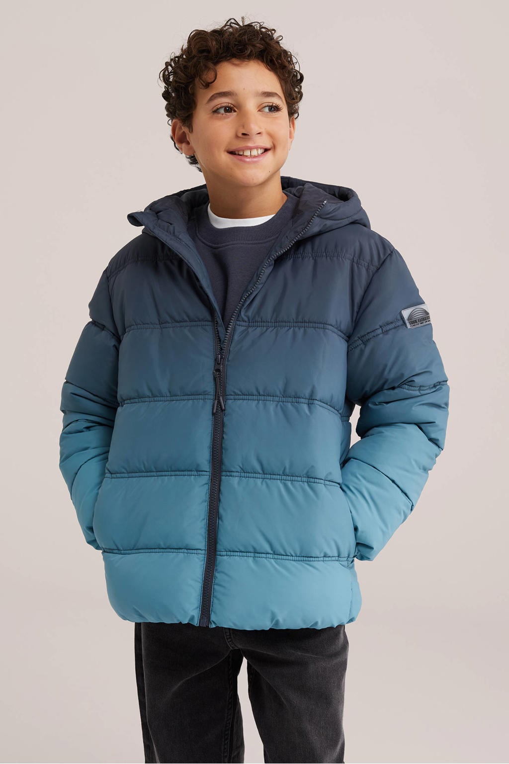 WE Fashion pufferjas - blauw/donkerblauw
