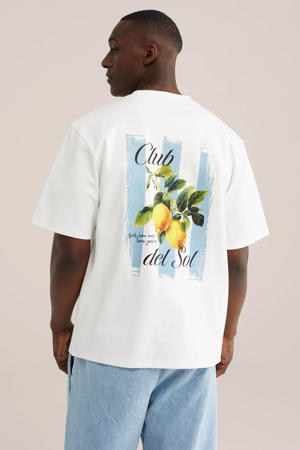 oversized T-shirt met backprint ecru