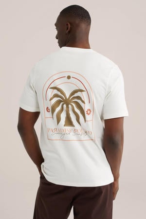 regular fit T-shirt met backprint - ecru