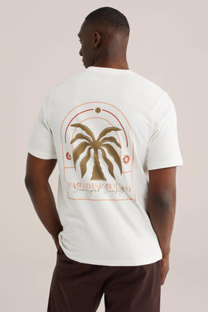 regular fit T-shirt met backprint - ecru