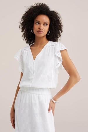 gestreepte blouse broderie wit