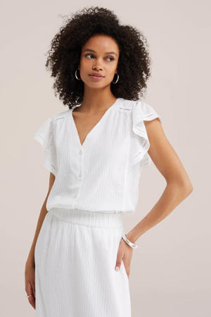 gestreepte blouse broderie wit