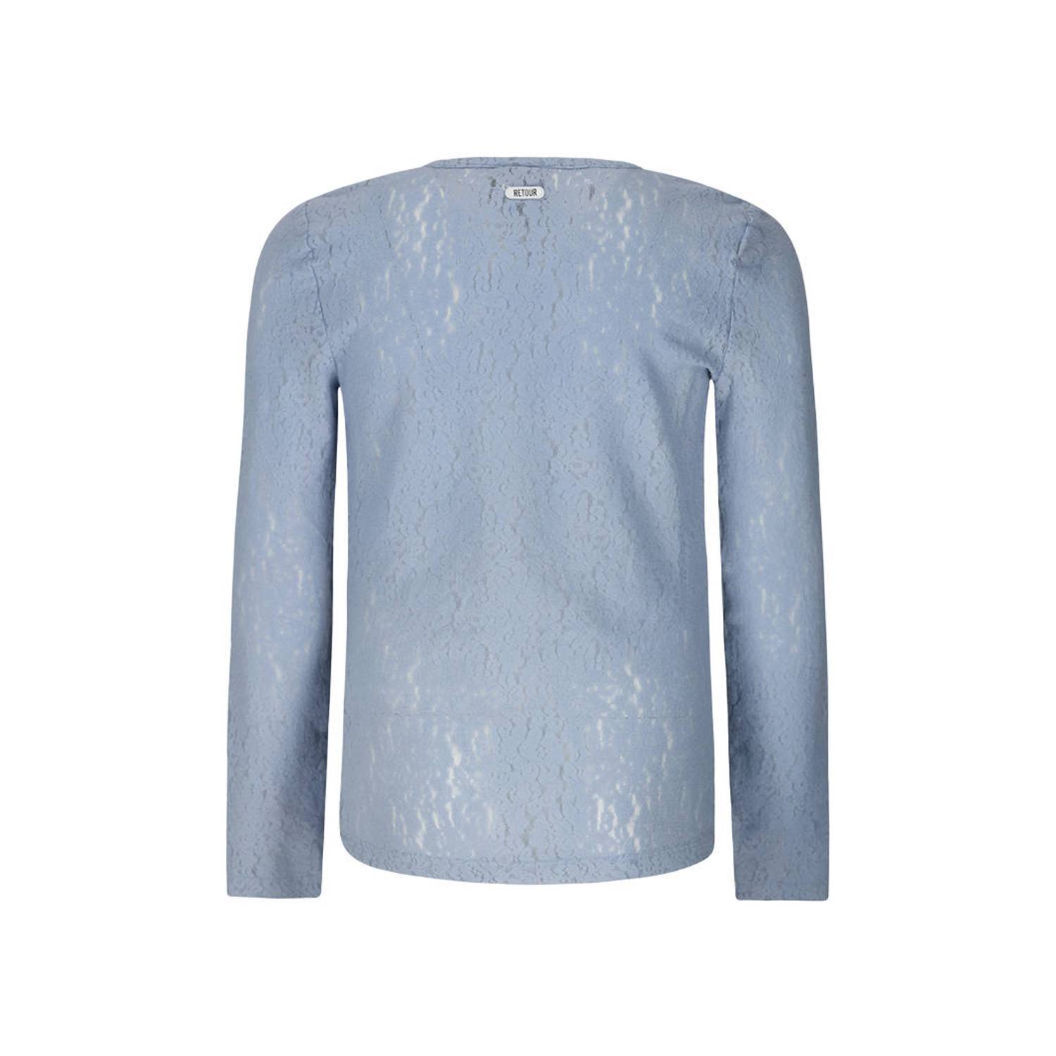 Retour Jeans kanten rechtvallende gebloemde longsleeve lichtblauw