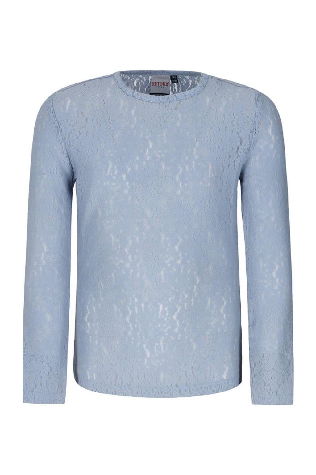 Retour Jeans kanten rechtvallende gebloemde longsleeve - lichtblauw