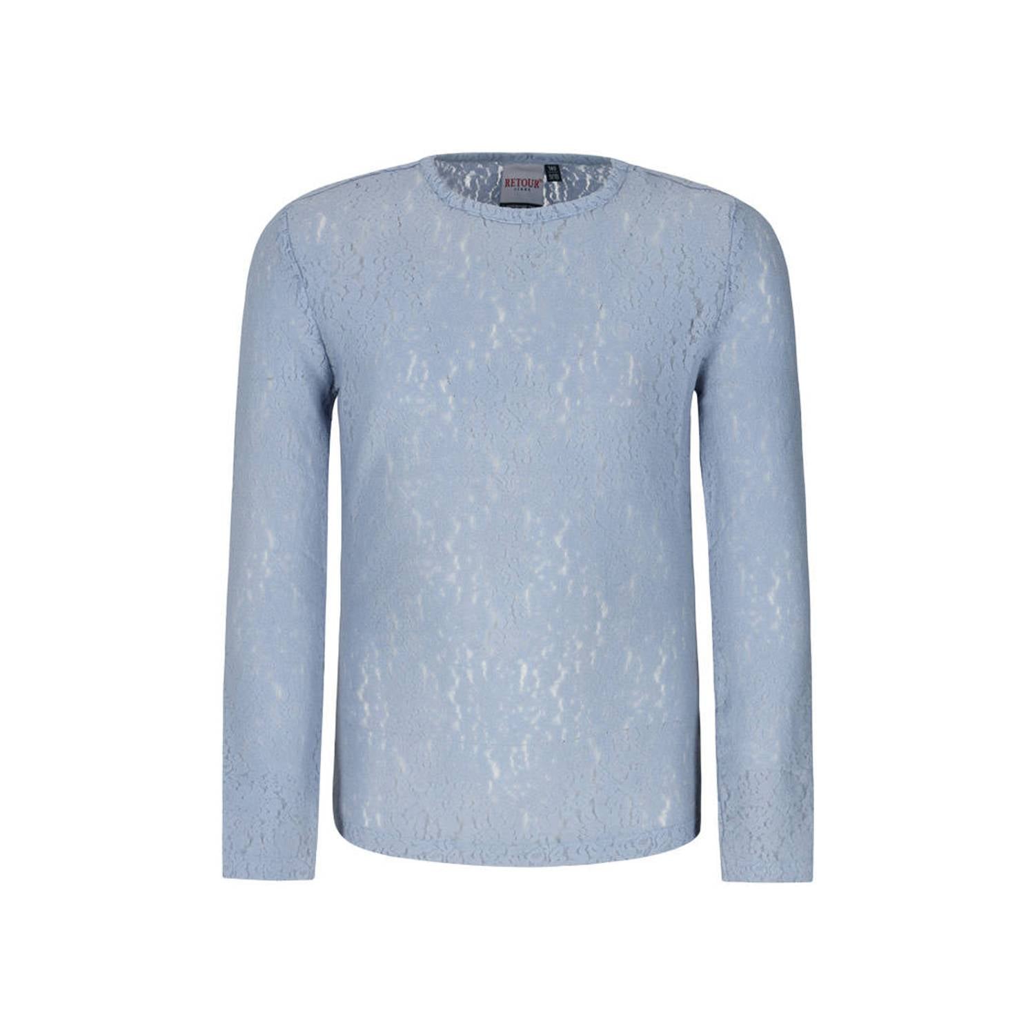 Retour Jeans kanten rechtvallende gebloemde longsleeve lichtblauw