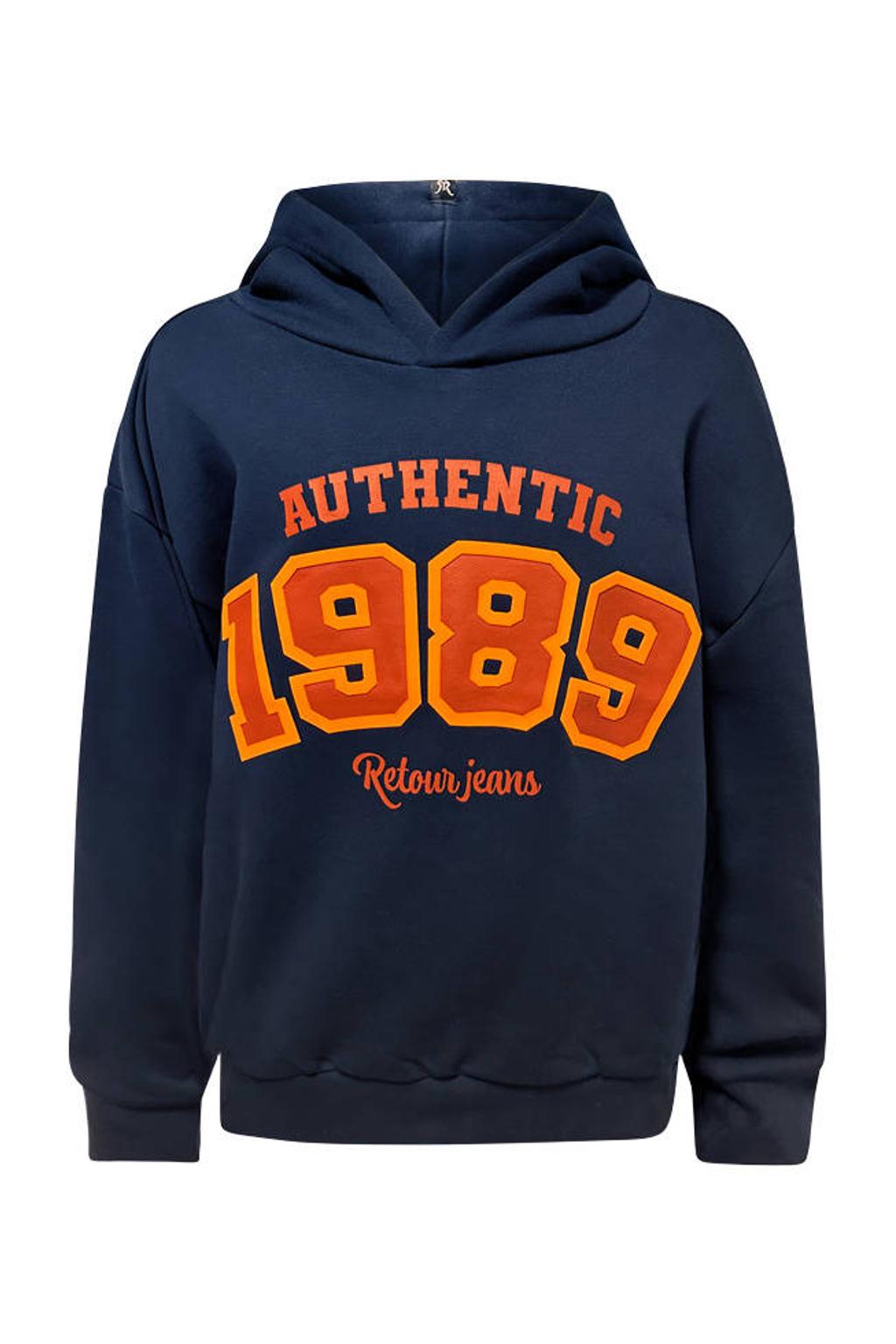 Retour Jeans junior rechtvallende hoodie met print - donkerblauw