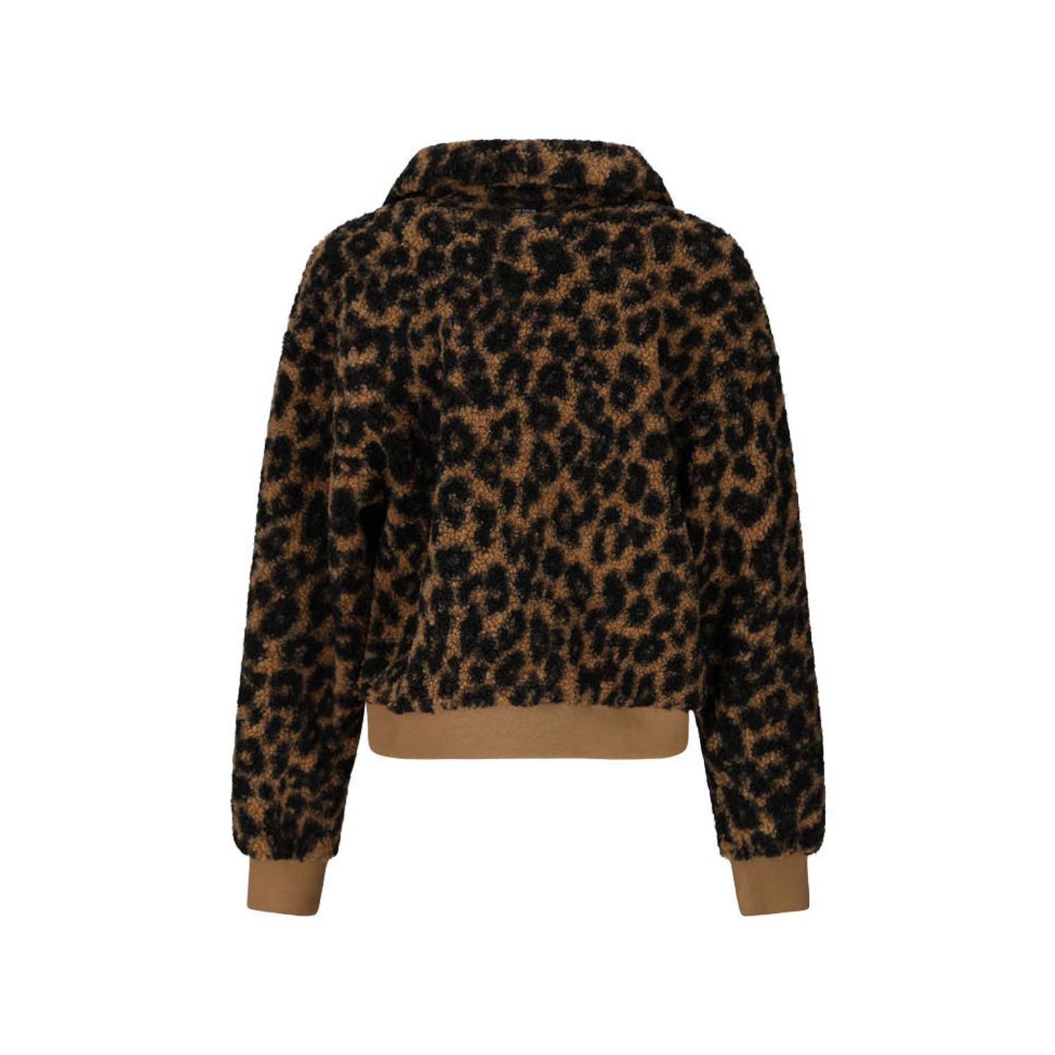 Retour Jeans teddy jas met panterprint bruin zwart