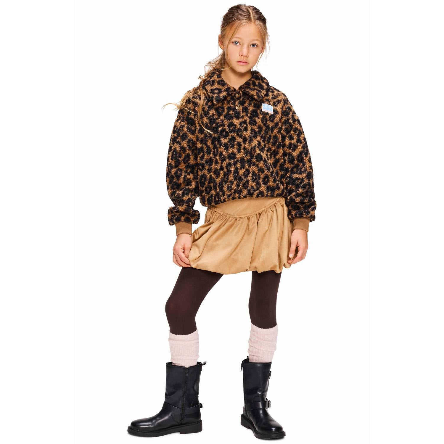 Retour Jeans teddy jas met panterprint bruin zwart