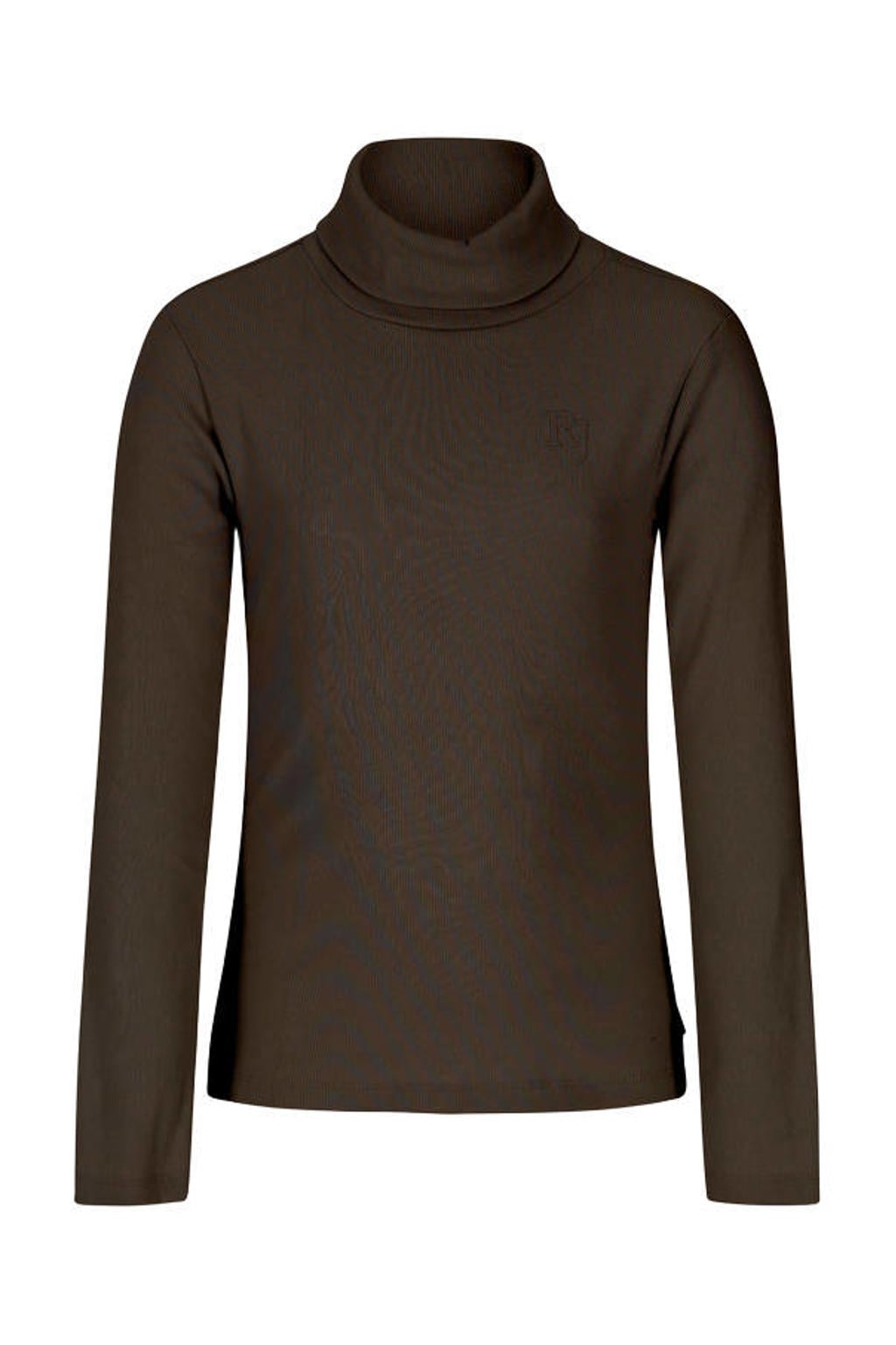 Retour Jeans rechtvallende top met col - donkerbruin