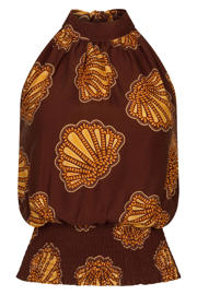 thumbnail: Ydence haltertop met open rug en print - bruin