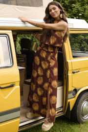 thumbnail: Ydence maxi rok met split en print - bruin
