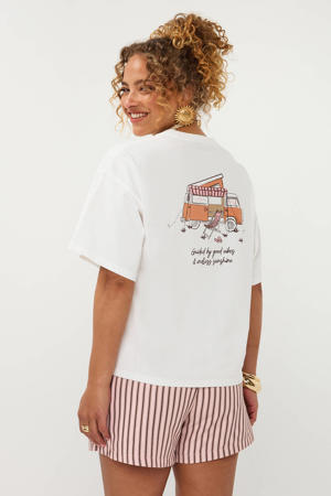 T-shirt met backprint - wit