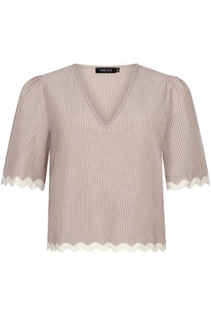 gestreepte blousetop - zand