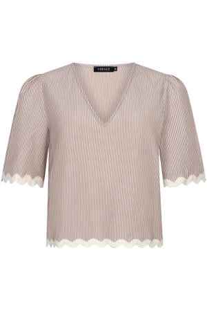 gestreepte blousetop - zand