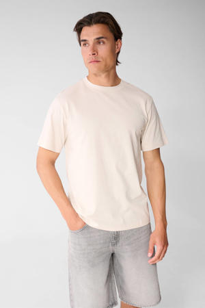regular fit T-shirt met print - lichtgrijs