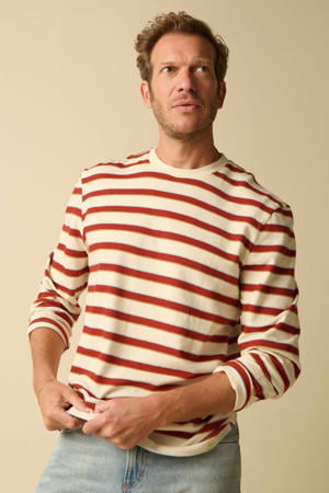 gestreepte longsleeve donkerrood