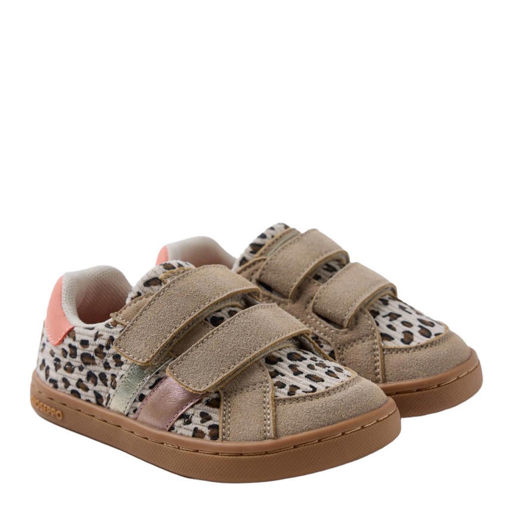 Bruin en taupe meisjes Gioseppo van textile met klittenband